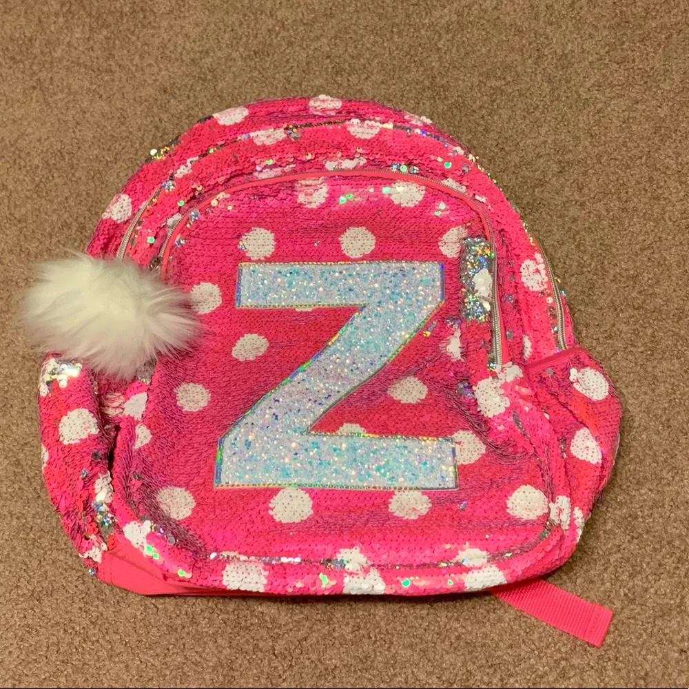 Justice Polka Dot Flip Sequins Backpack Initial Z